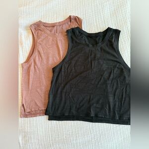 Lululemon Black and Dusty Rose Textured Tops Set of 2